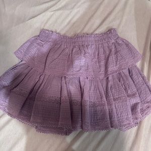 LoveShackFancy Purple Ruffle Mini Skirt